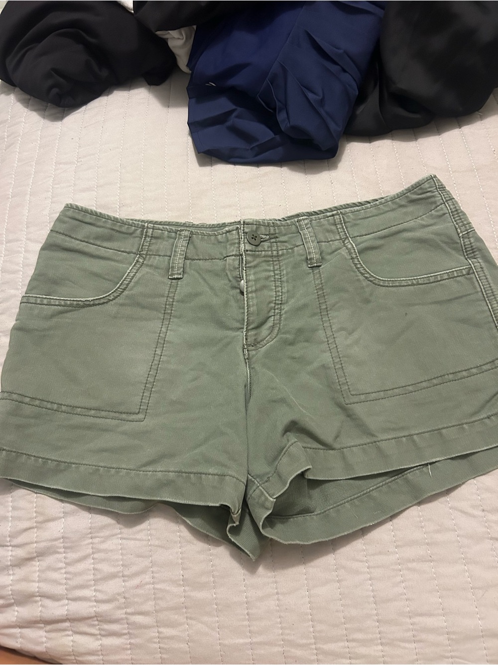 Armani Exchange Sage Green Cotton Utility Shorts